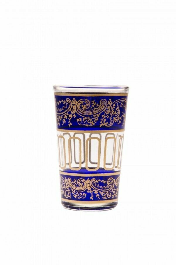 Orientalisches Teegläse6x Teeglaser -Set Farbe Blau - Klar - Gold