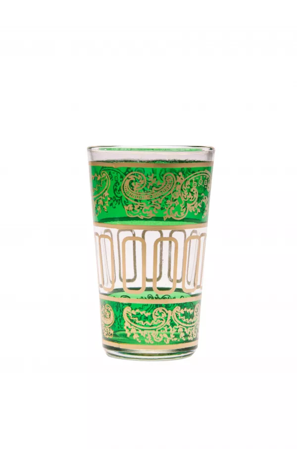 Orientalisches 6x Teeglas Teegläser-Set Farbe: Grün - Gold NEU